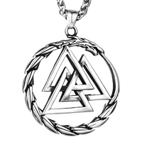 Valknut Ouroboros Pendant Necklace - Norse Viking Symbol - Silver Plated 1120