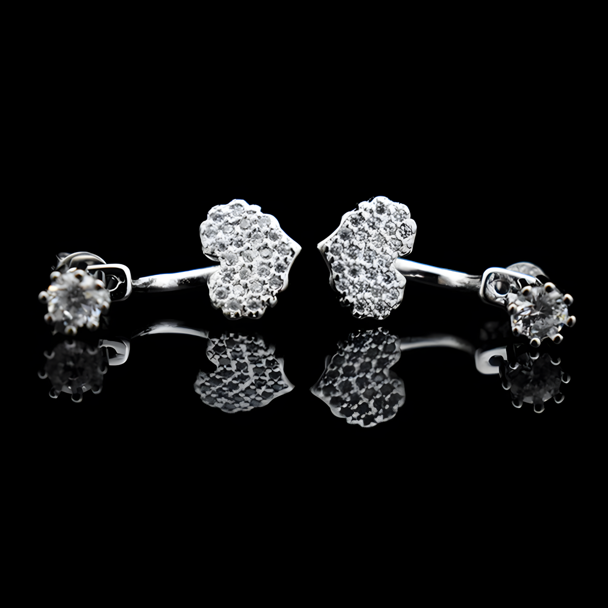 Sterling Silver Heart Drop Earrings with Cubic Zirconia - Dangle Earrings 335