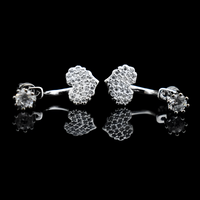 Sterling Silver Heart Drop Earrings with Cubic Zirconia - Dangle Earrings 335