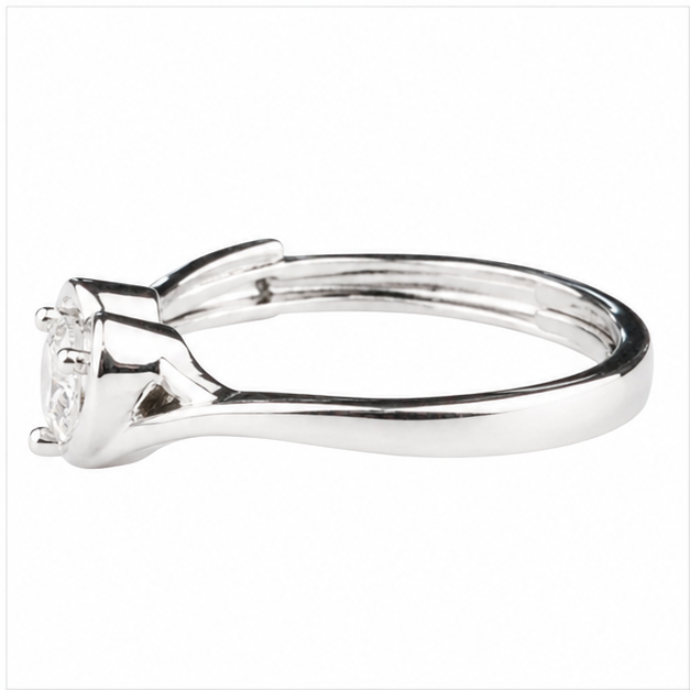 Women's Adjustable Heart Solitaire Zircon Ring, Round Brilliant Promise 1641
