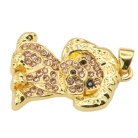 Poodle Dog Pendant Necklace For Women Gold Tone Look Crystal Animal Charm B235