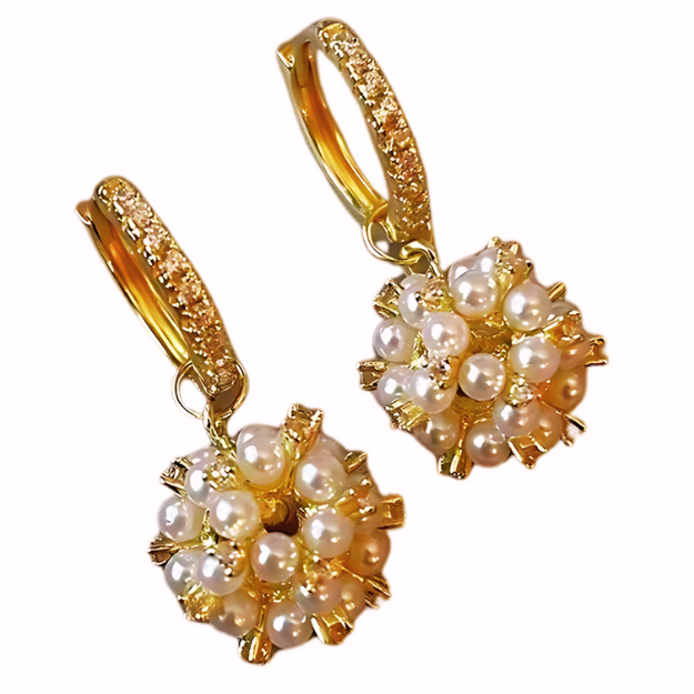 Elegant Zirconia and Faux Pearl Pendant Earrings for Teen Girls, Exquisite 111