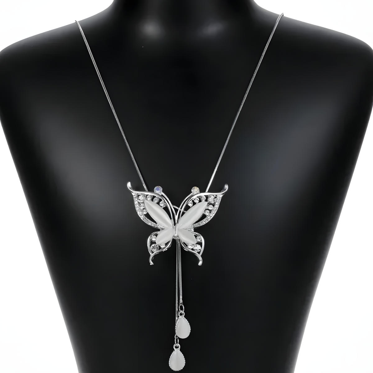 Silver-Tone Butterfly Necklace for Women – Copper Alloy 925 Silver Plating 1205