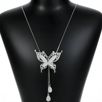 Silver-Tone Butterfly Necklace for Women – Copper Alloy 925 Silver Plating 1205