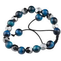MultiColor 8mm Tiger Eye Beaded Bracelet Adjustable Macrame Bracelet Unisex 1356