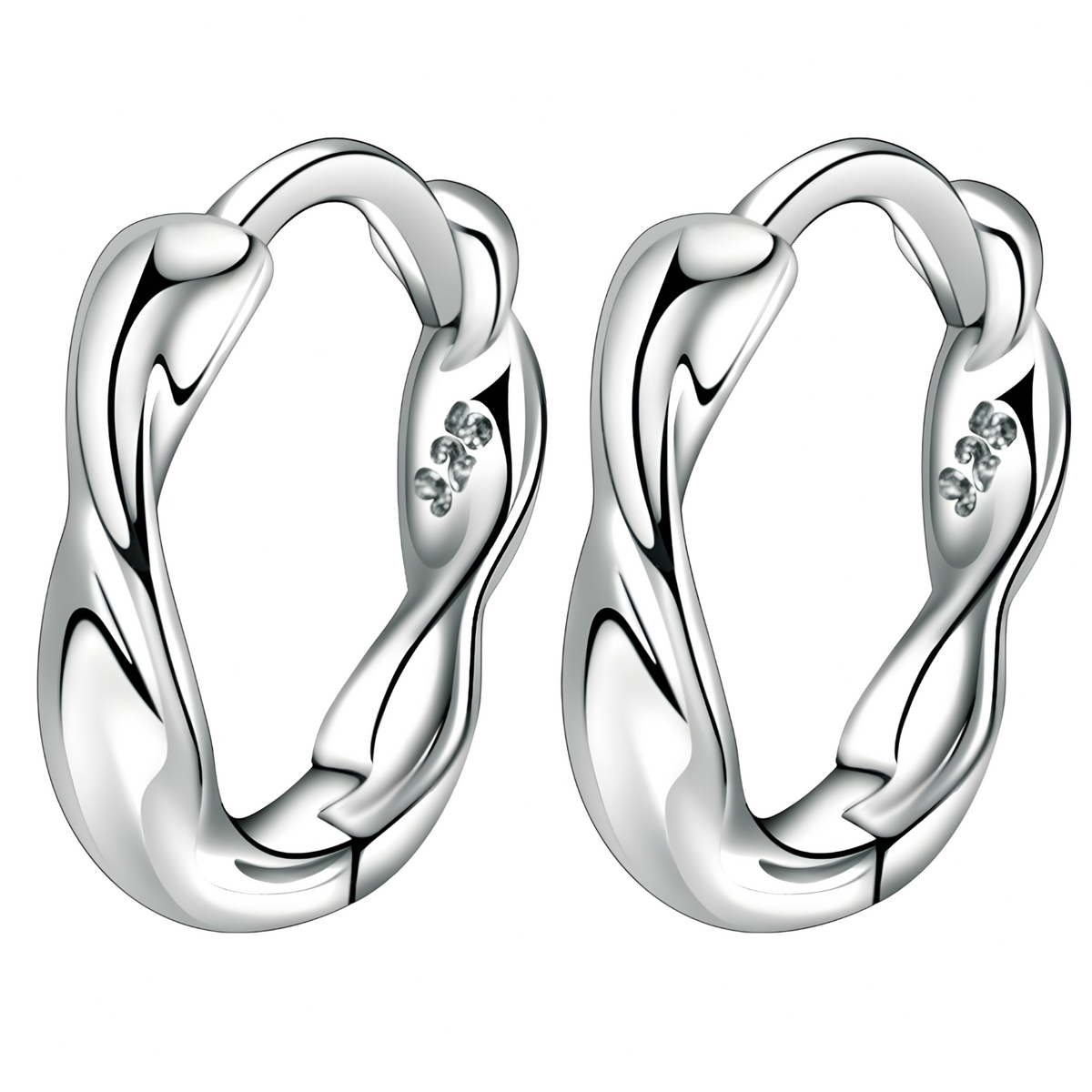 Silver-Tone Twisted Hoop Earrings Women Copper Alloy Zinc-Plated Fashion 993