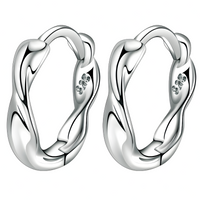 Silver-Tone Twisted Hoop Earrings Women Copper Alloy Zinc-Plated Fashion 993