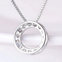 925 Sterling Silver Jewelry Round Zircon Pendants Necklaces Women Fine Semi 266