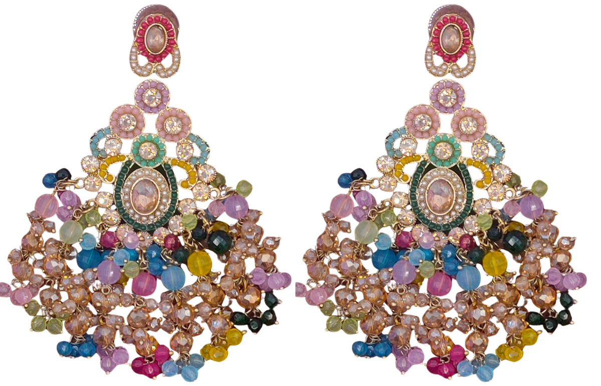 Elegant Bollywood Inspired Gold Kundan Earrings - Traditional Indian Jewelry 188