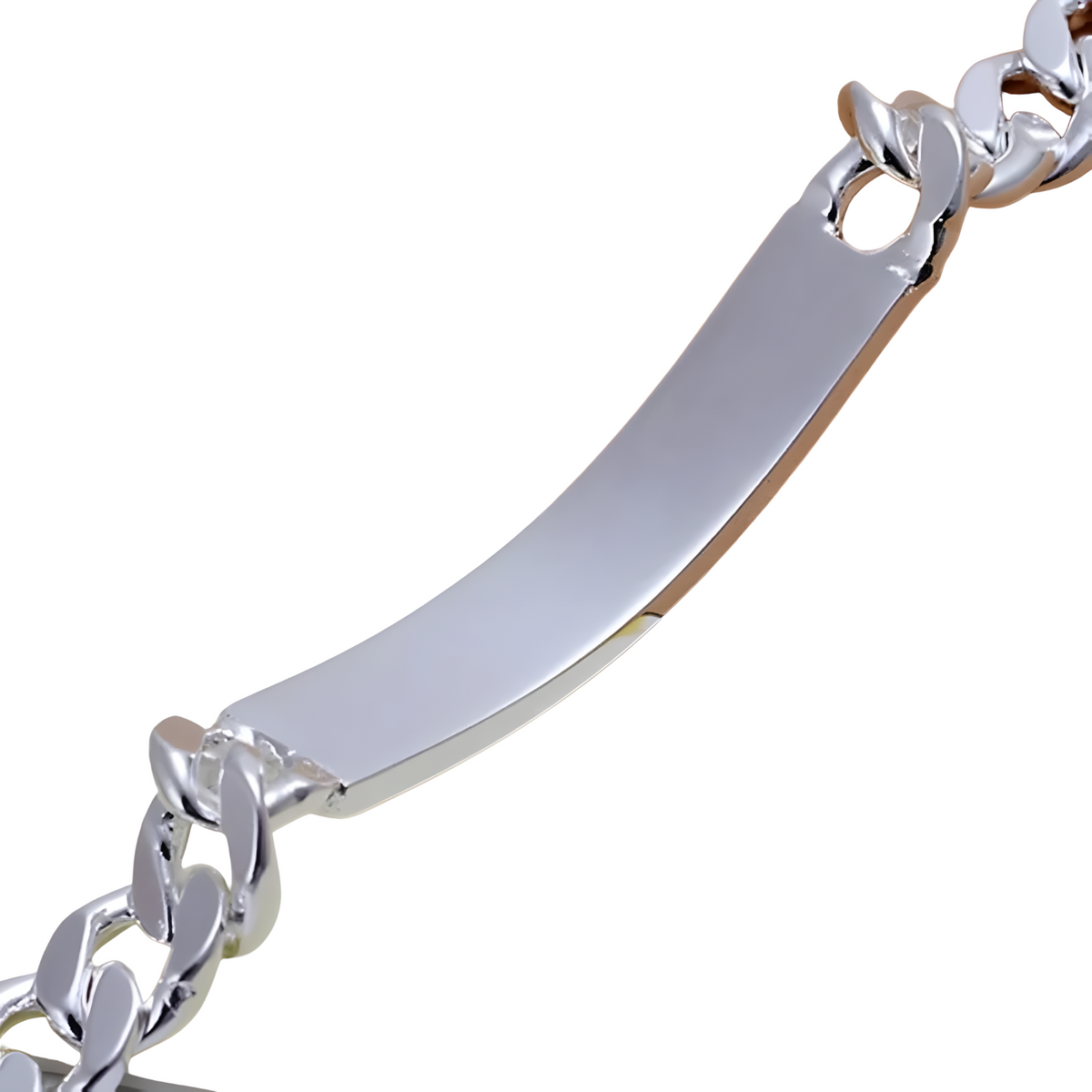 Silver Plated Alloy ID Chain Bracelet 20cm, Unisex Cuban Link Bracelet  1413