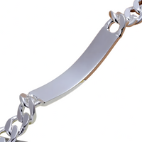 Silver Plated Alloy ID Chain Bracelet 20cm, Unisex Cuban Link Bracelet  1413