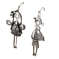 Retro Couple Character Earrings for Women –Copper Alloy with Silver Plating 1230