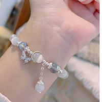 Elegant Gray Moonstone Butterfly Charm Bracelet: Handmade with Love 139