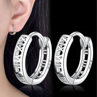925 Silver-Plated Alloy Geometric Hoop Earrings – Trendy Round Huggie Style 936