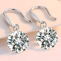 Unified Jewellery Silver-Plated Round Zircon Drop Earrings for Women Elegant 923