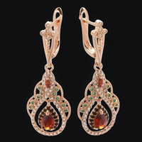Rose Gold-Tone Teardrop Dangle Earring Women Vintage Chandelier Water-Drop 810