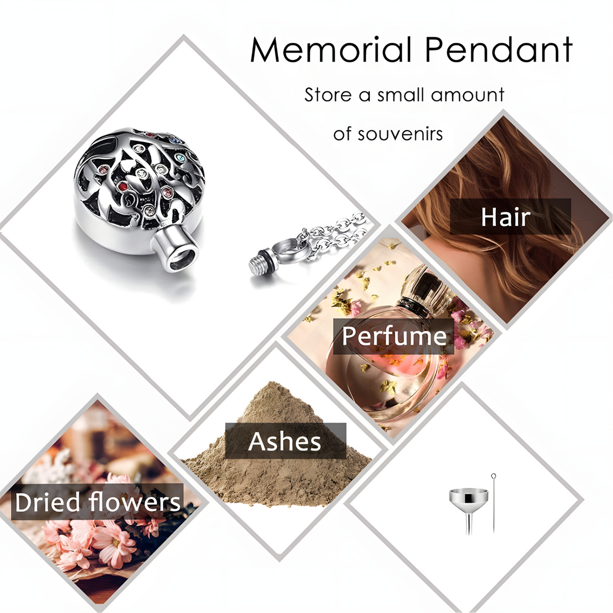 Tree Of Life Memorial Keepsake Necklace - Ash/Cremation Pendant Urn Locket 1486