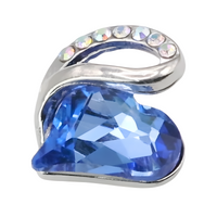 Blue Crystal Heart Pendant Necklace - Silver Plated Fashion Jewellery B317
