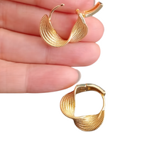 Lightweight Twisted Texture Hoop Earrings 1.4inch: 2024 New Trendy Gold 661