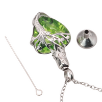 Heart Tree of Life Urn Necklace Crystal Funnel Filler 316L Stainless Steel B212