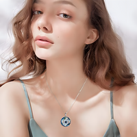 Evil Eye Pendant Necklace for Women– Copper Alloy Blue Crystal Eye Necklace 1253