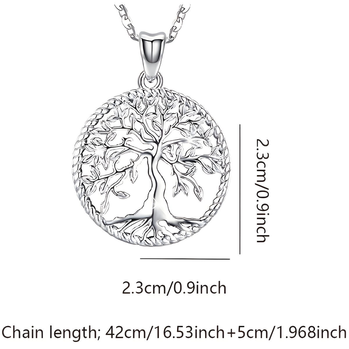 Women’s Tree of Life Pendant Necklace –Zinc Alloy Metal Round Cutout Design 1102