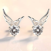 Angel Wing Stud Earrings for Women – 925 Silver-Plated Alloy Sparkling Cubic 960