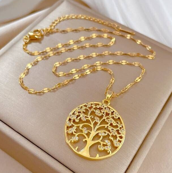 Creative Trendy Elegant Zircon Tree Of Life Pendant Necklace Decorative 33 UK