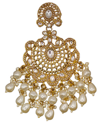 Elegant Bollywood Inspired Gold Kundan Earrings - Traditional Indian Jewelry 212