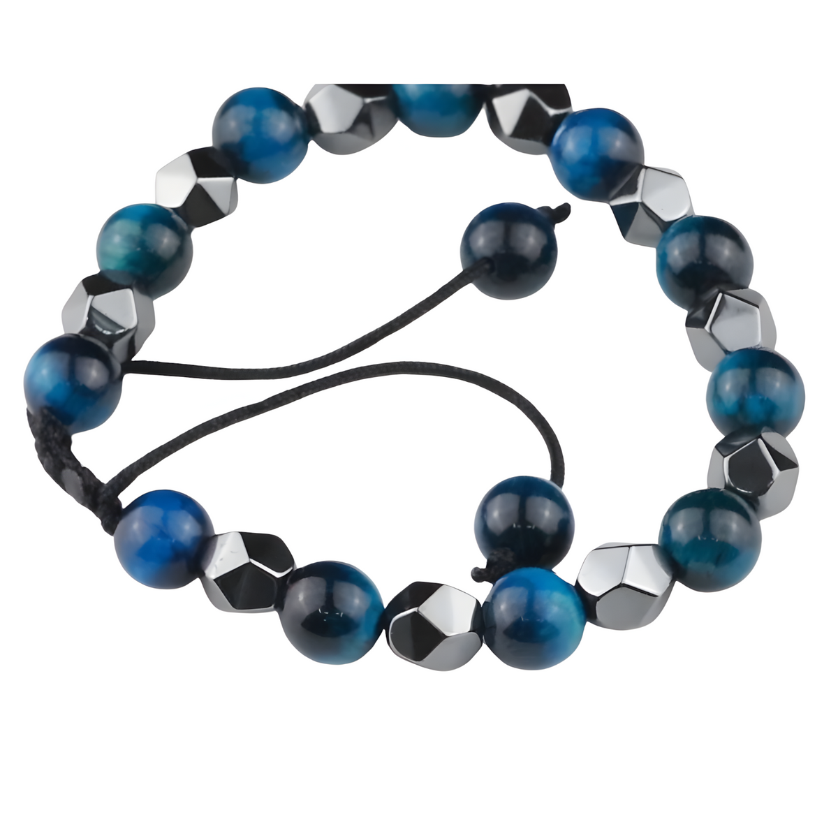 MultiColor 8mm Tiger Eye Beaded Bracelet Adjustable Macrame Bracelet Unisex 1356