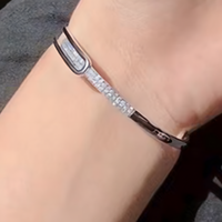 Elegant 925 Silver-Plated Geometric Cuff Bracelet Women – Trendy Open Bangle 876
