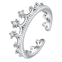 925 Sterling Silver Adjustable Crown Ring AAA Cubic Zirconia -Elegant Design 384