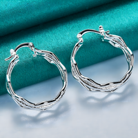 Wavy Ripple Hoop Earrings for Women – Copper Alloy with 925 Silver Plating 1221