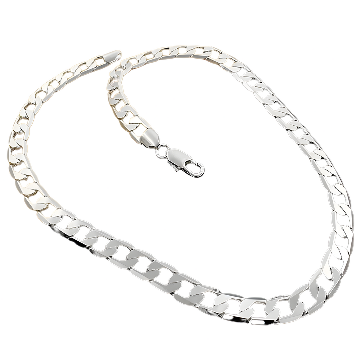 Premium Rhodium-Plated 6MM Cuban Link Chain Necklace-Durable Polished Metal 1452