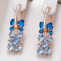Blue Zircon Drop Earrings for Women, Copper Alloy Rose Gold Colour Earrings 1293
