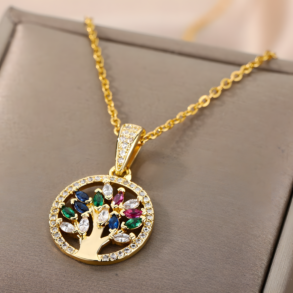 Tree of Life Necklace for Women Stainles Steel Long Chain Pendants Necklac B154