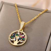 Tree of Life Necklace for Women Stainles Steel Long Chain Pendants Necklac B154