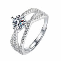 Luxury Round Brilliant Cut Zirconia Solitaire Ring Adjustable X-Shape 1650