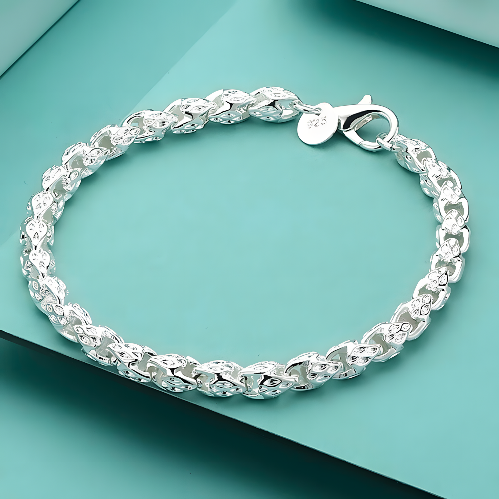 925 Sterling Silver Bracelet Women Men 5MM Width 20CM 8 Inch Lobster Clasp 1770