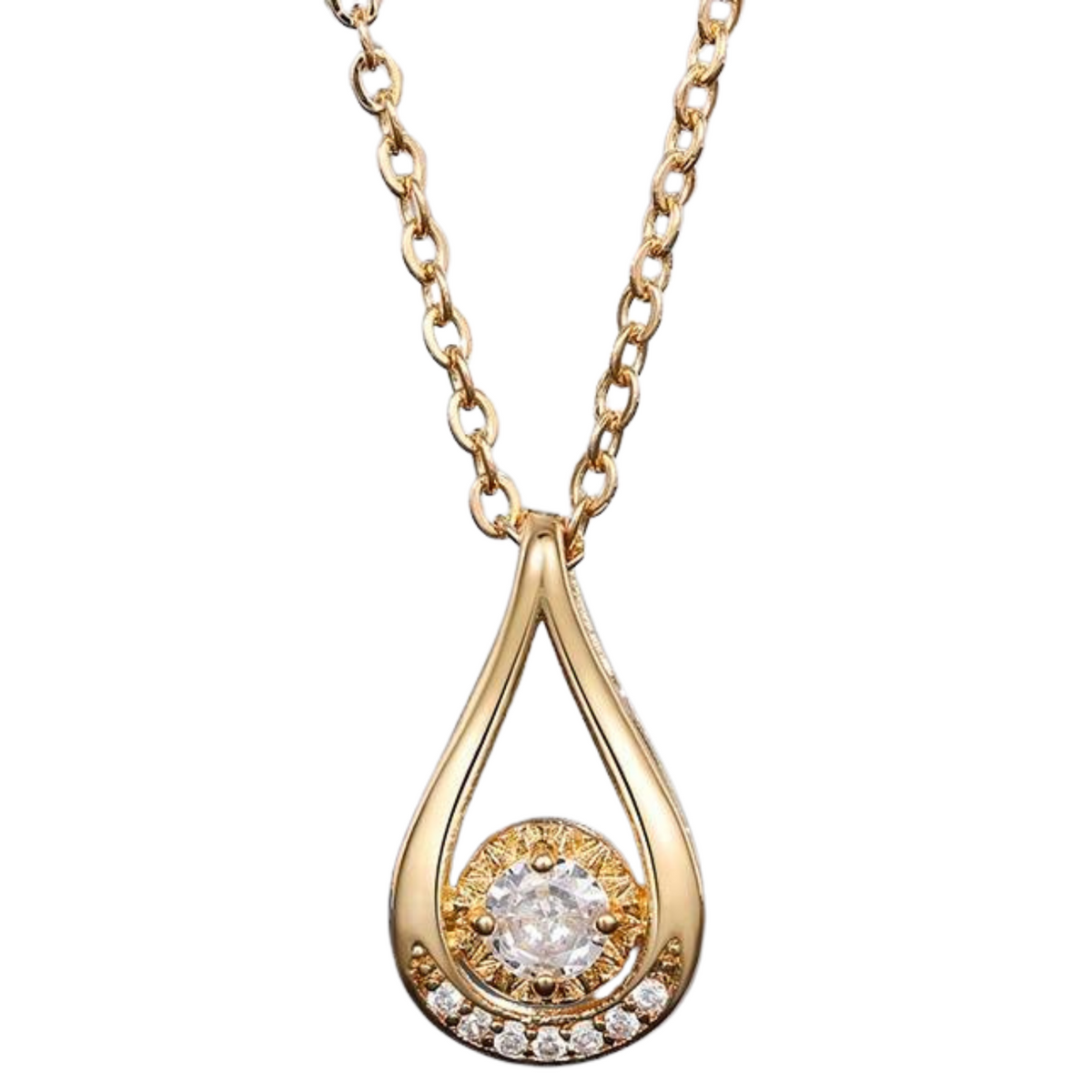 Elegant 18K Plated Round Cut Zircon Waterdrop Pendant Necklace 2 UK