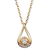 Elegant 18K Plated Round Cut Zircon Waterdrop Pendant Necklace 2 UK