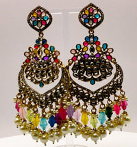 Elegant Bollywood Inspired Gold Kundan Earrings - Traditional Indian Jewelry 173
