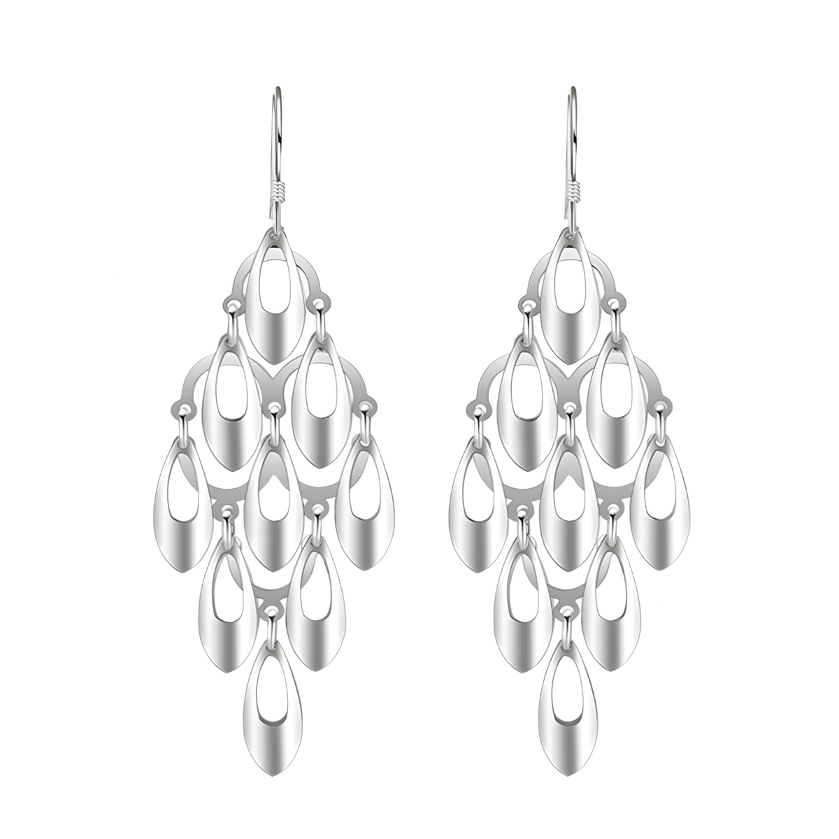 925 Sterling Silver Teardrop Chandelier Earrings Eye-Catching Dangle Earring 317