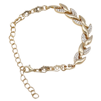 Gold Leaf Crystal Bracelet for Women Elegant Zinc Alloy Charm Bracelet 745