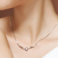 Unified Jewellery Sterling Silver Angel Wing Heart Necklace, Purple Crystal 329