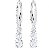 Luxury Round-Cut Triple Drop Dangle Earrings For Women - Rhodium-Plated 1454