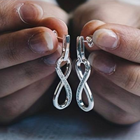 Infinity Loop Earrings in Silver Colour – Sparkling Pave Stones, 0.94" Drop  154