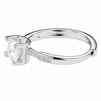 Women's Adjustable Round Brilliant Zircon Engagement Ring, Silver Tone 1654
