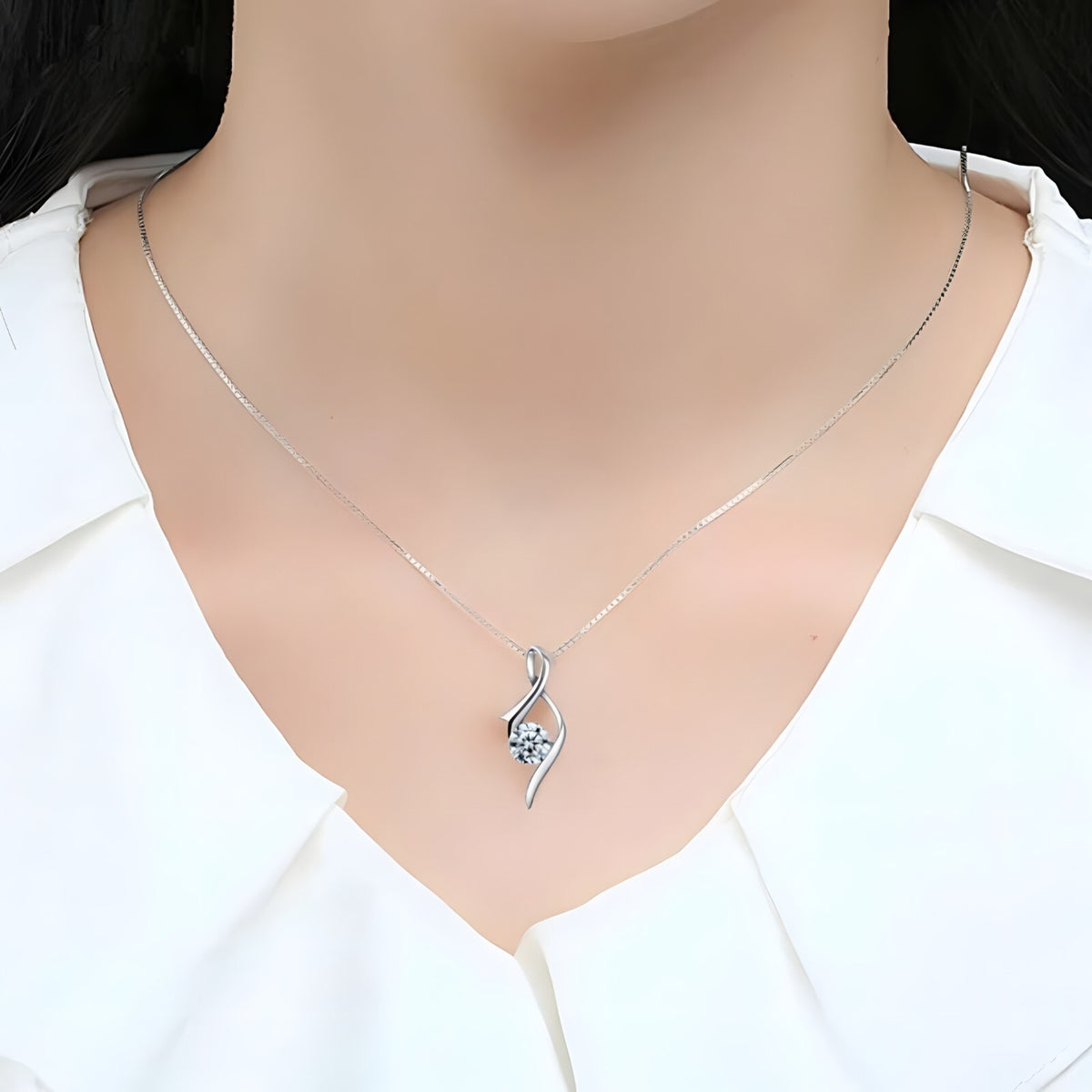 Sterling Silver Infinity Twist Pendant Necklace for Women Real 925 Box Chain 290