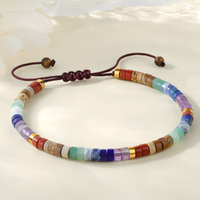 7 Chakra Beaded Adjustable Bracelet for Women Colourful Statement Wristwear 1732